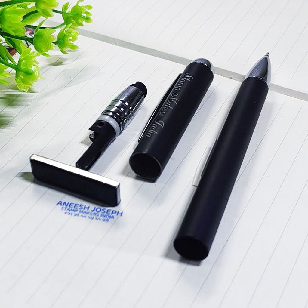Executive Pen Stamp, Alu Magnet Touch With Name Engraved on the top