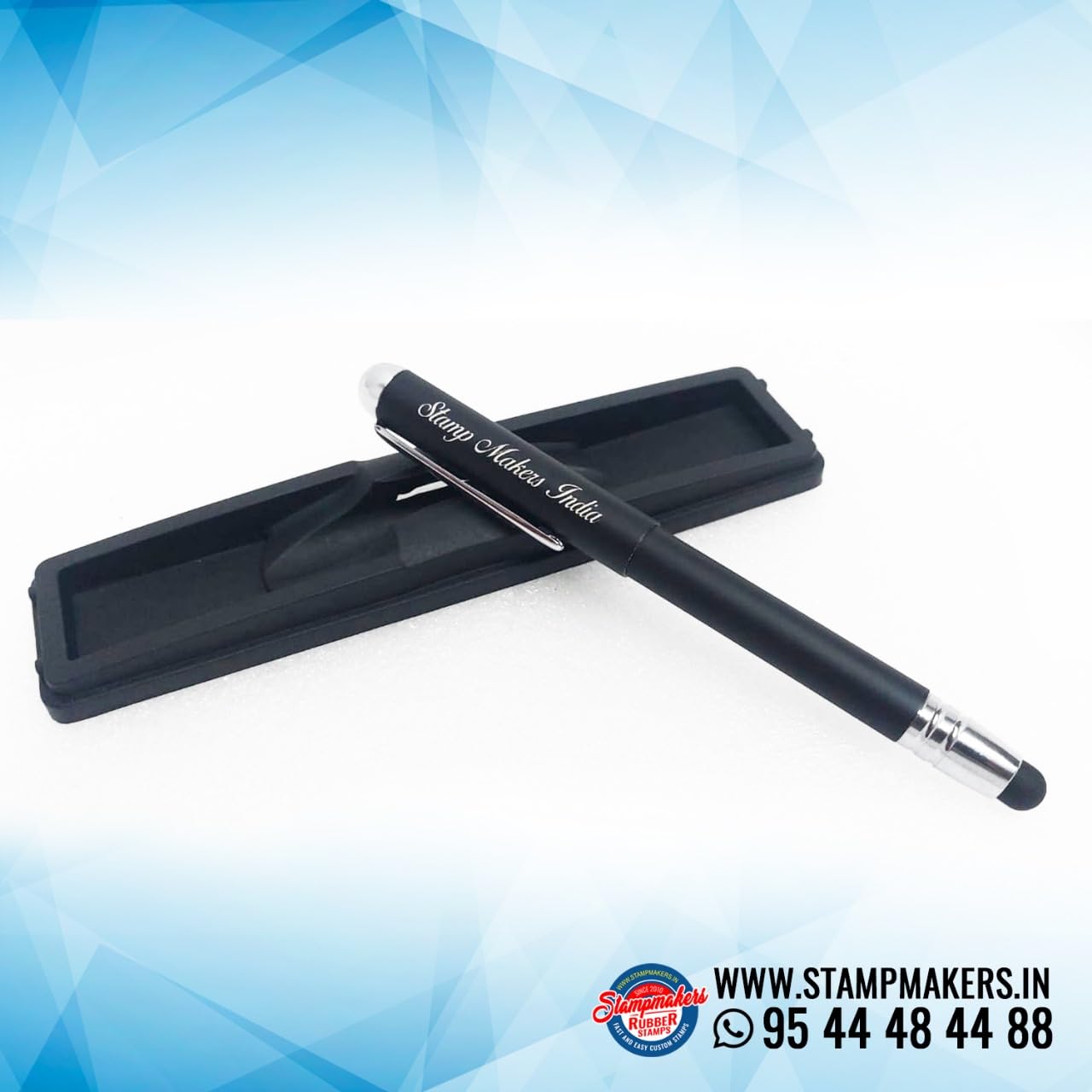 Executive Pen Stamp, Alu Magnet Touch With Name Engraved on the top