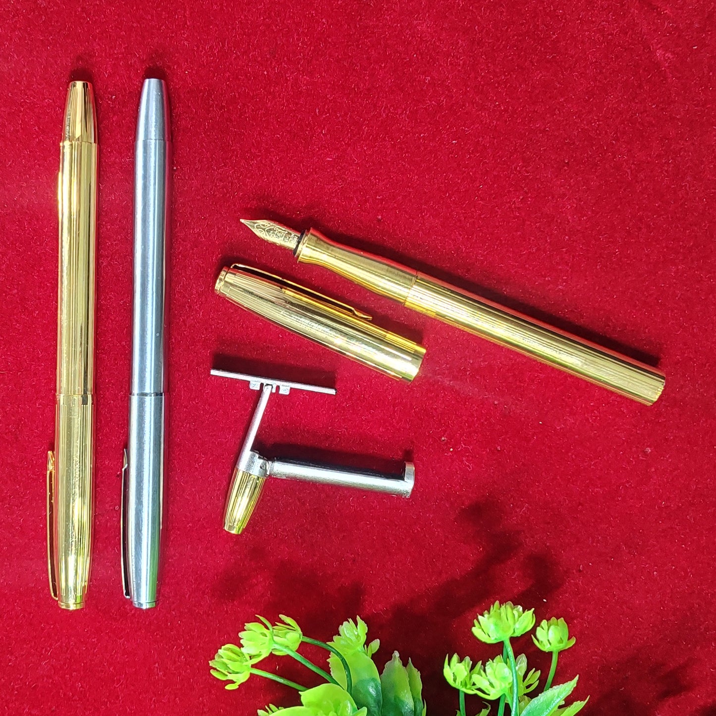 Fountain Pen Stamp / Fountain Pen with Pre Ink Stamp - Silver