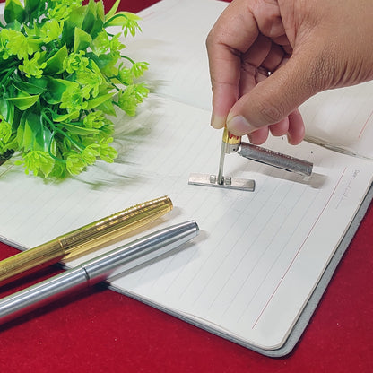 Fountain Pen Stamp / Fountain Pen with Pre Ink Stamp - Silver