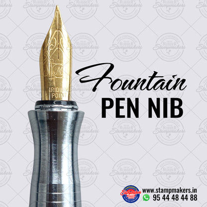 Fountain Pen Stamp / Fountain Pen with Pre Ink Stamp - Silver