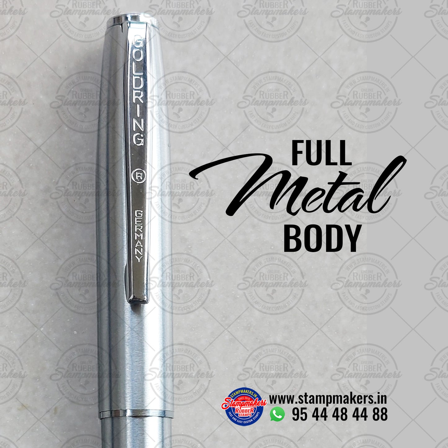 Fountain Pen Stamp / Fountain Pen with Pre Ink Stamp - Silver